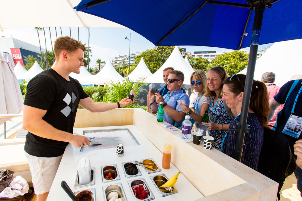 Live ice cream rolls prepared for guests at Cannes