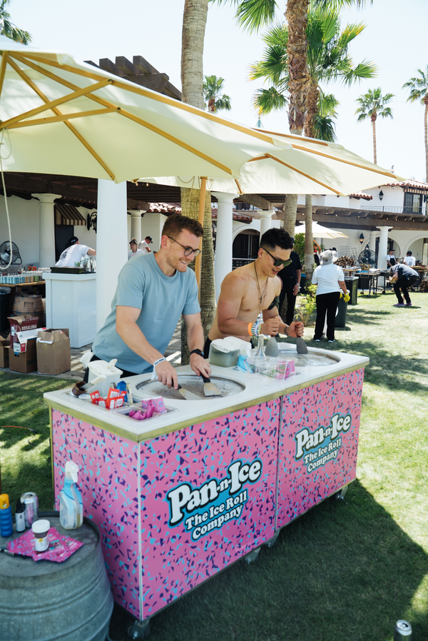Pan-n-Ice Corporate Event Hire at a Party with Chocolate Ice Cream Rolls