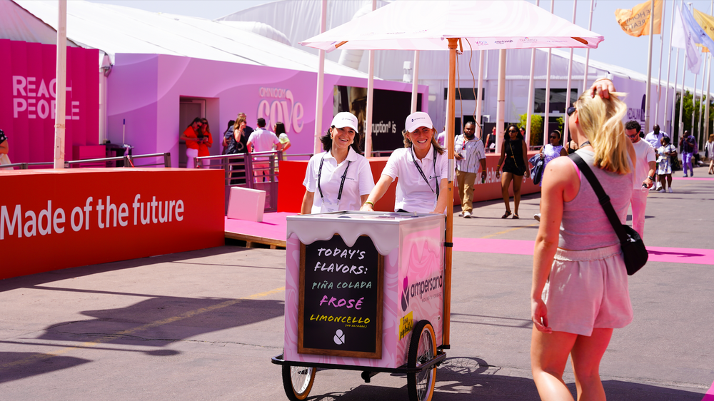 Staffed ice-lolly cart at a Cannes event