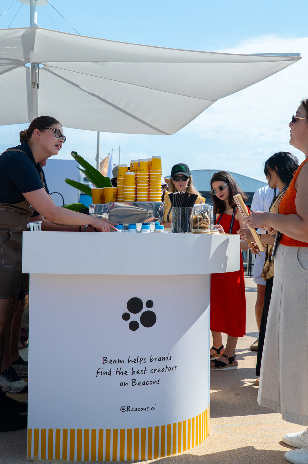 Cafe Beacons staffed branded coffee bar in Cannes